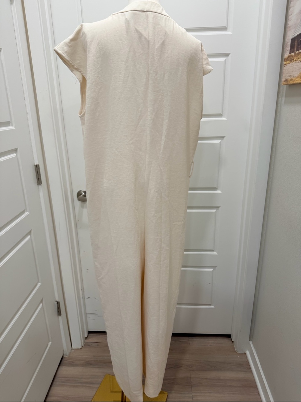 Zara Ivory Cap-Sleeve Wide-Leg Jumpsuit with Statement Belt - Picture 3 of 9